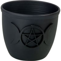 Image 1 of Metal Pot Mini Candle Holder - Triple Moon w/ Pentacle (Each)