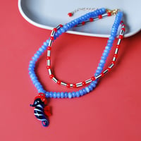 Image 1 of Sea Horse Necklace (blue)