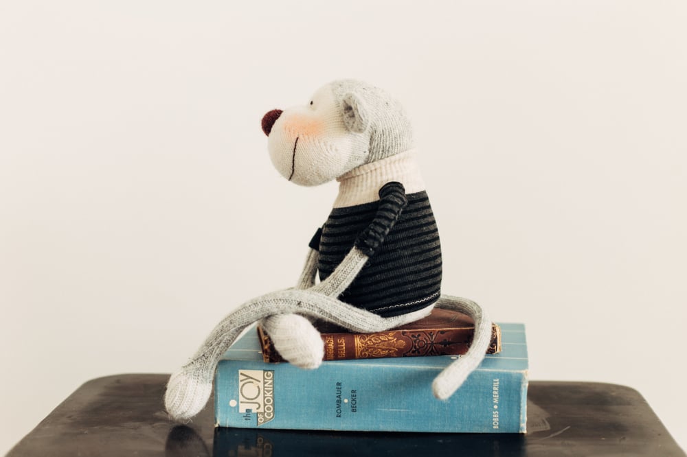 Image of Britt - Sculpted Sock Monkey, Polyfilled and Weighted