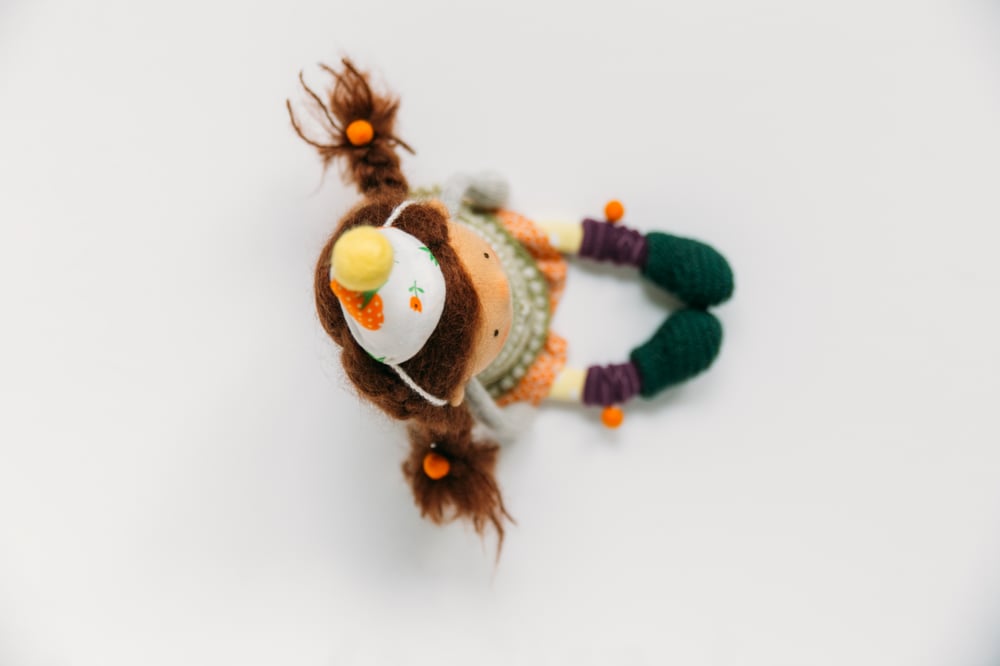 Image of Alberta - Wool Filled Waldorf Style Sculpted Sock Doll with removable knits 