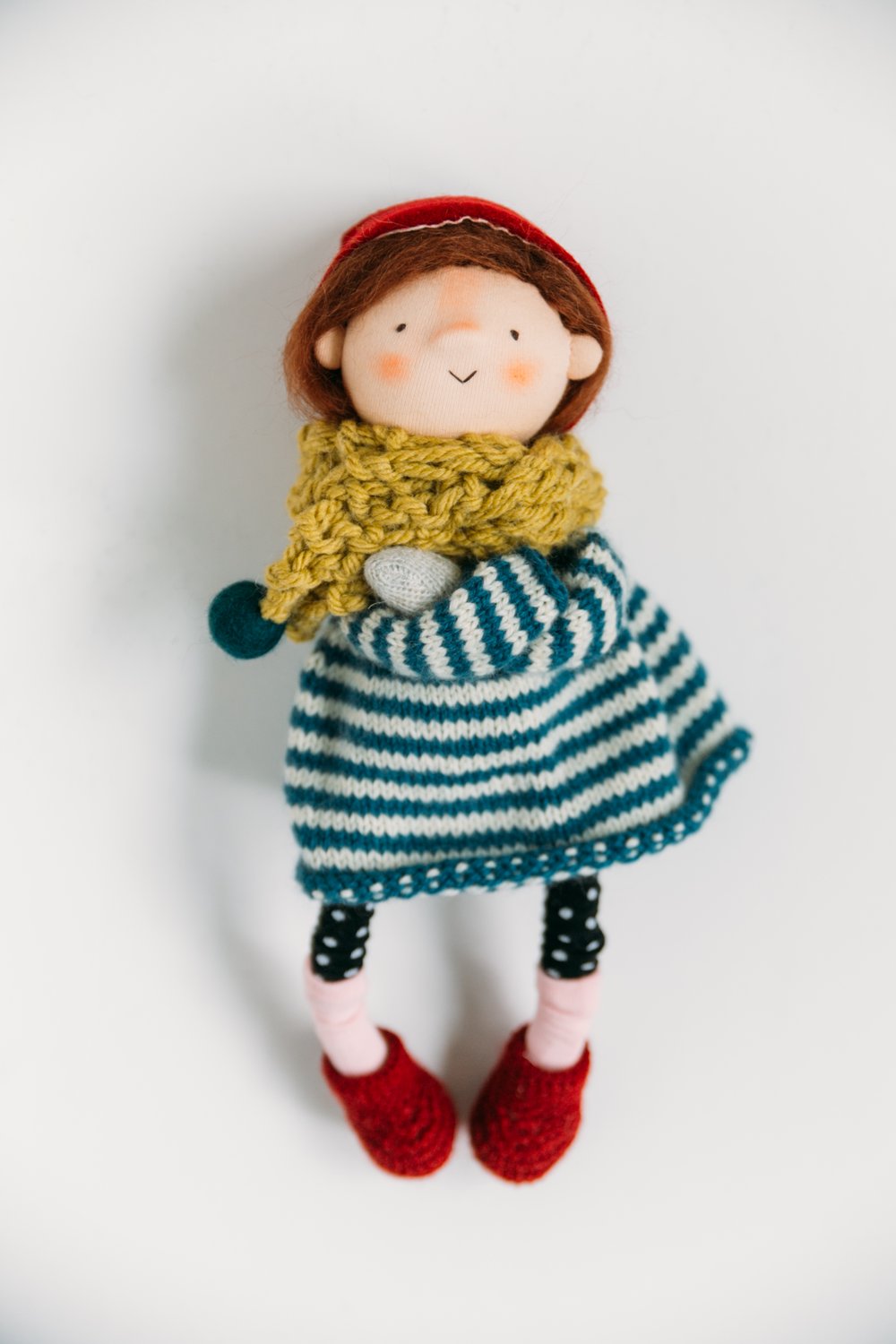 Image of Aoife - Wool Filled Sculpted Sock Style Waldorf Doll with removable clothes 