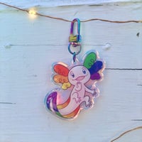 Image 1 of PRE-ORDER Rainbow Pride Axolotl Acrylic Keychain