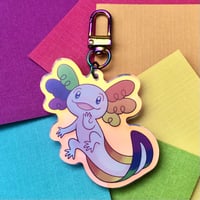 Image 5 of PRE-ORDER Rainbow Pride Axolotl Acrylic Keychain