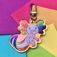 Image 4 of PRE-ORDER Rainbow Pride Axolotl Acrylic Keychain