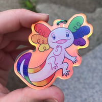 Image 3 of PRE-ORDER Rainbow Pride Axolotl Acrylic Keychain