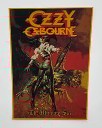 Ozzy Osbourne Woven Back Patch The Ultimate Sin Yellow Border