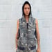 Image of Synch Vest - Mapped Mono Print Camo Grey Denim