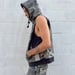 Image of Synch Vest - Mapped Mono Print Camo Grey Denim