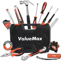 VALUEMAX Tool Set, Home Tool Kit with Plastic Storage Case, 