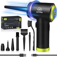 Compressed Air Duster, 3 Speeds Cordless Electric Air Duster with LED Light for Computer