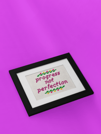 Progress Not Perfection Embroidery Art Print 5"x7"