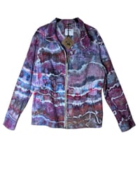Image 2 of ♻️ UPCYCLED M TALL Linen Blend Jacket in Warm Geode Ice Dye