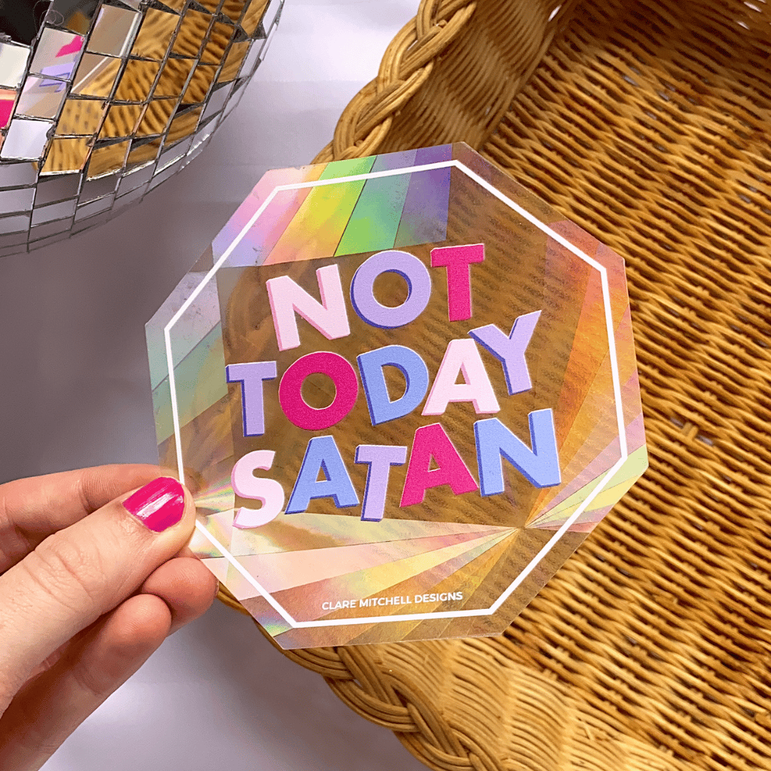 Not Today Satan Suncatcher | Clare Mitchell Designs Not Today Satan Suncatcher | Clare Mitchell Designs