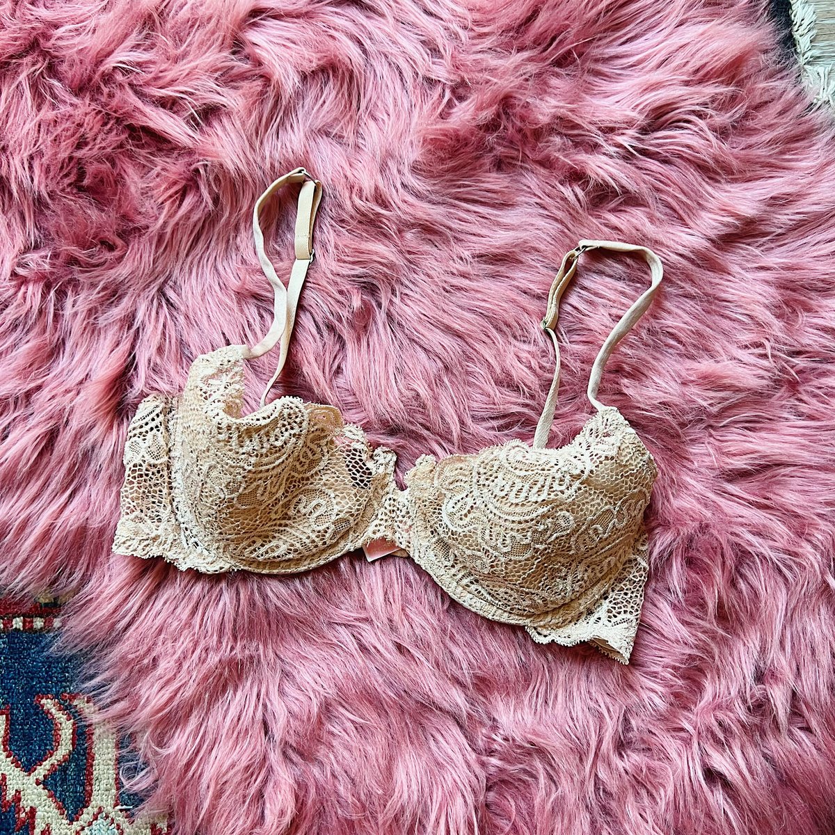 Image of Size 36C/34D - Victoria's Secret Gold Lace Vintage Bra 