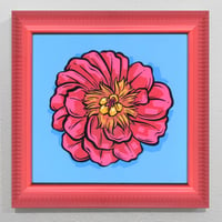 Image 1 of Pink Flower - Framed Original Painting, 12" x 12"