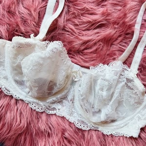 Image of Size 38C/36D - "Impressions" White Lace Balconette Bra 