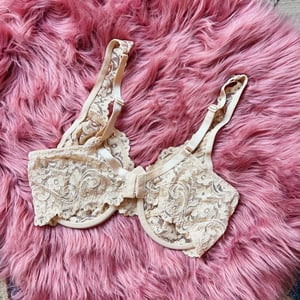 Image of Size 34F/32G - Vintage Beige Lace Bra 