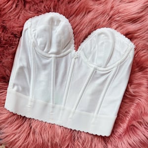 Image of Size 34A/32B - "Delicates" White Low Back Satin Bustier