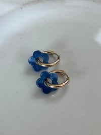 Image 2 of 18k Gold Plated Resin Flower Huggies