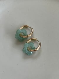 Image 4 of 18k Gold Plated Resin Flower Huggies