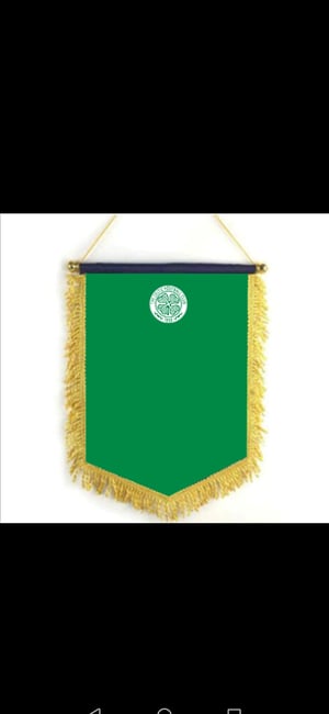 pennant approx 22cm across the top, 26cm from top to bottom  designed to display your celtic badges 