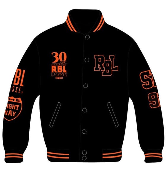 Image of RBL Posse Varsity Jacket (Black/Orange)