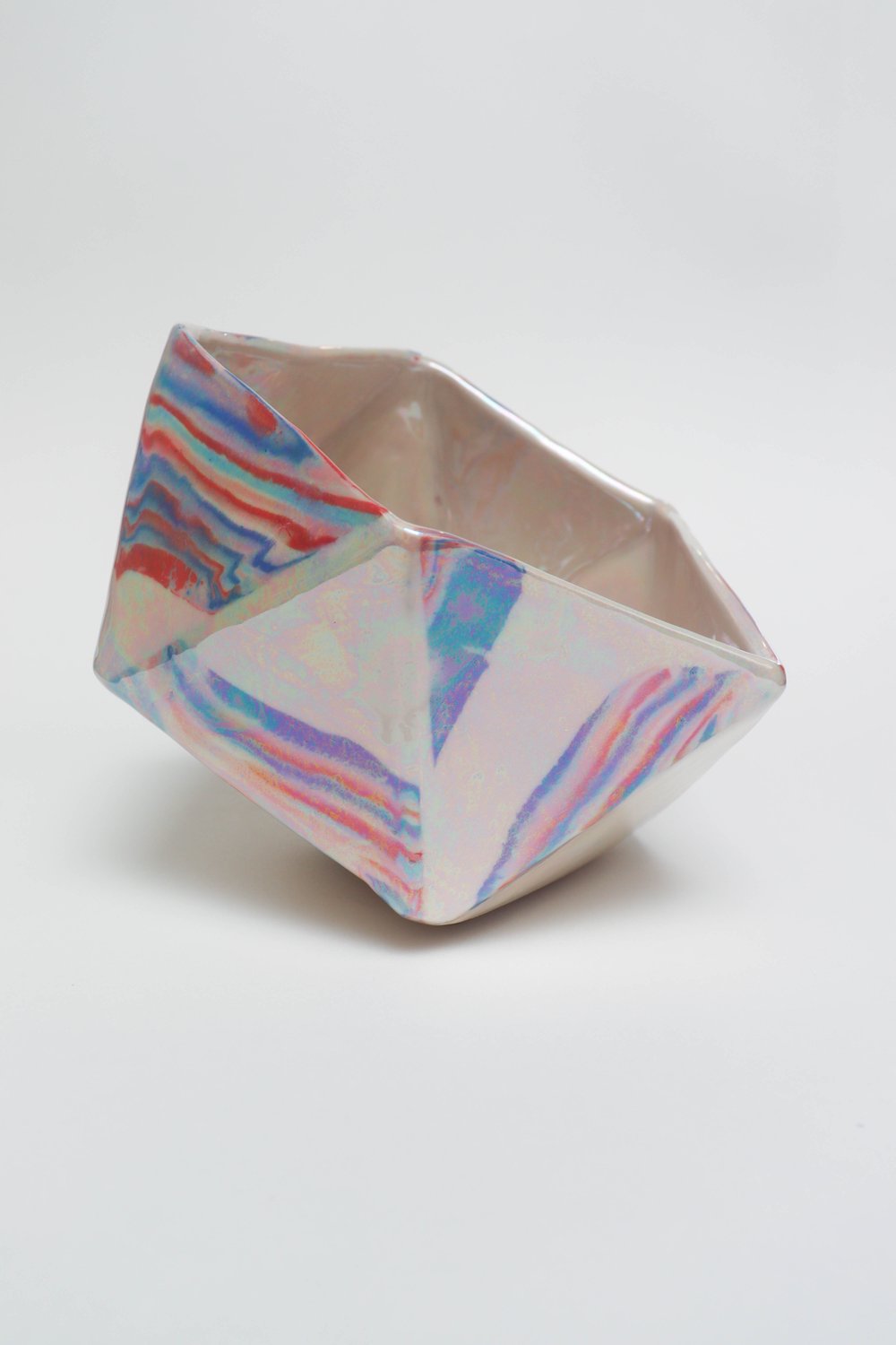 Image of Geometric Striped Iridescent Planter