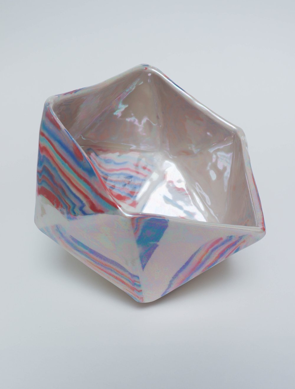 Image of Geometric Striped Iridescent Planter