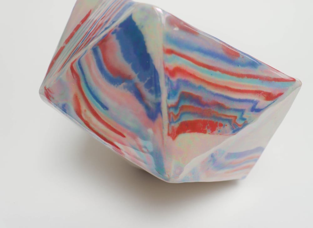 Image of Geometric Striped Iridescent Planter