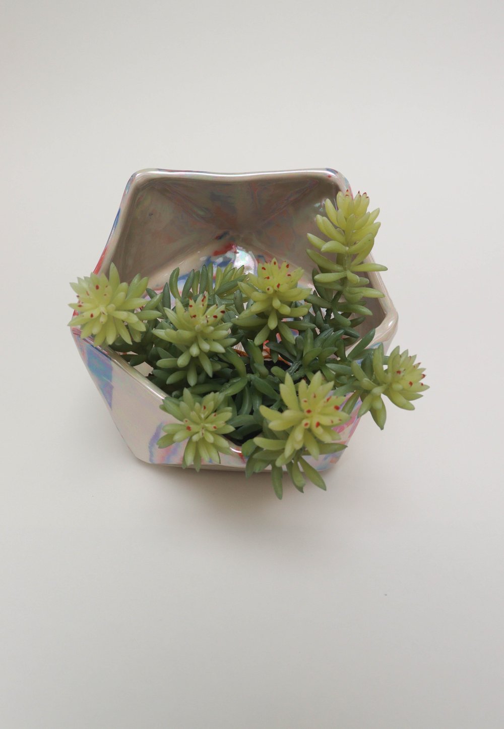 Image of Geometric Striped Iridescent Planter