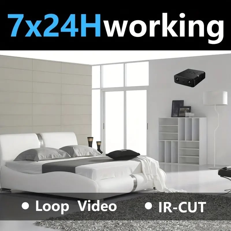 Mini home Surveillance Camera - Built-in Battery, Night Vision, Motion Detection, No WiFi, No App