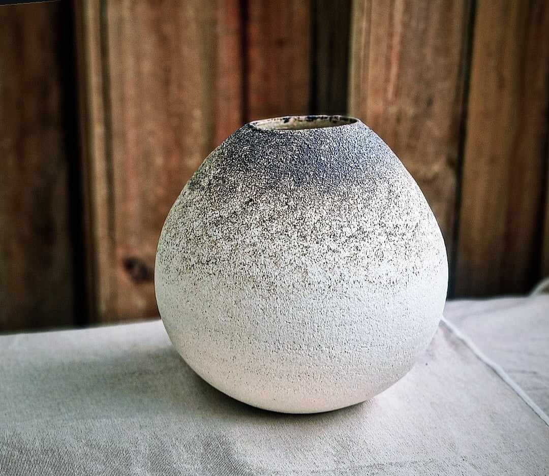 Raw Ceramic Moon Vase - White | Village Lore Pottery