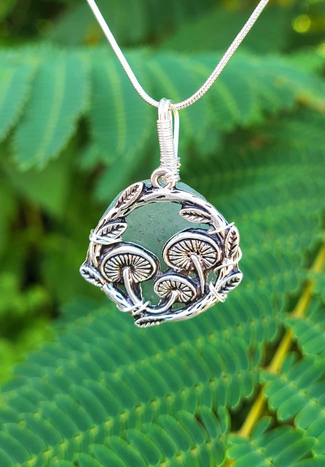 Green Aventurine Mushroom Forest Necklace 