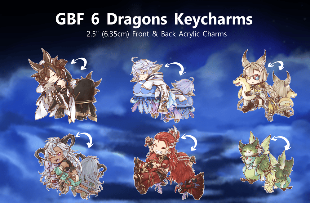 Image of 6 Dragons Keychains