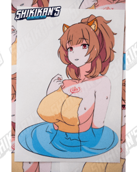 Image 1 of Cute Raccoon Girl in Hot Spring 6" Vinyl Sticker