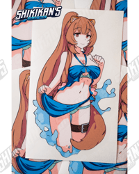 Image 1 of Cute Raccoon Girl in Swimsuit 6" Vinyl Sticker
