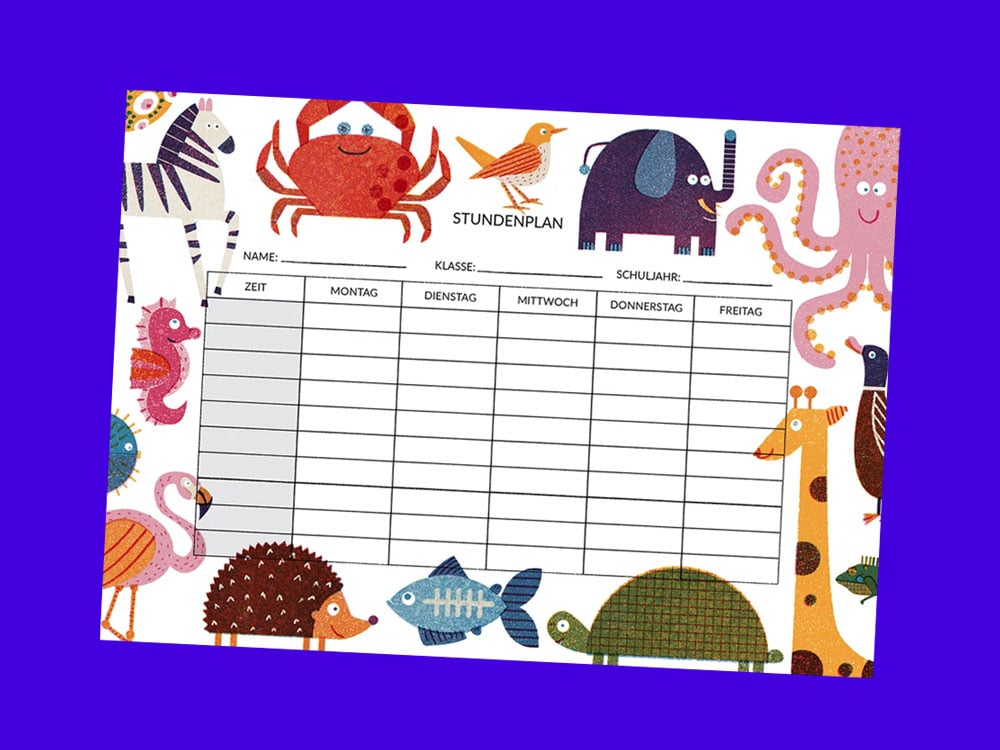 Image of STUNDENPLAN Animals