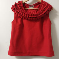 Image 1 of KylieJane ruffle collar vest-red wool