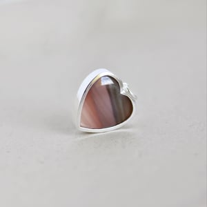 Image of Imperial Jasper heart shape cabochon cut silver necklace