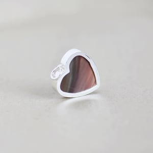 Image of Imperial Jasper heart shape cabochon cut silver necklace