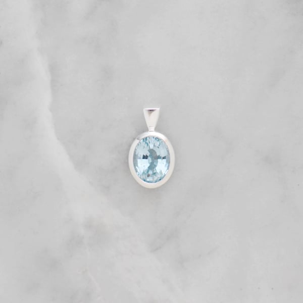 Image of Premium Aquamarine crystal form silver necklace