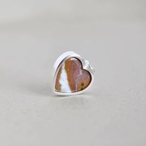 Image of Ocean Jasper heart shape cabochon cut silver necklace