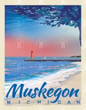 Muskegon Michigan Vintage Travel Poster Art | Print No 099