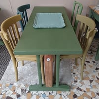 Image 2 of Table bistrot bois et vert olive 