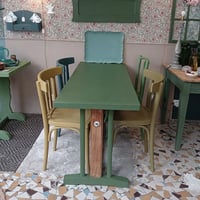 Image 5 of Table bistrot bois et vert olive 