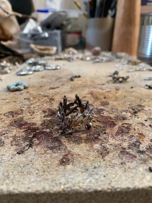 Image of ‘Bone Ladder’ recycled silver ring 