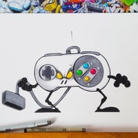 SUPER NES CONTROLLER ORIGINAL ART SIGNED