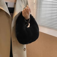 Image 3 of Deluxe Plush Handbag BLACK