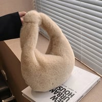 Image 1 of Deluxe Plush Handbag KHAKI