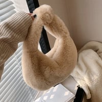 Image 2 of Deluxe Plush Handbag KHAKI